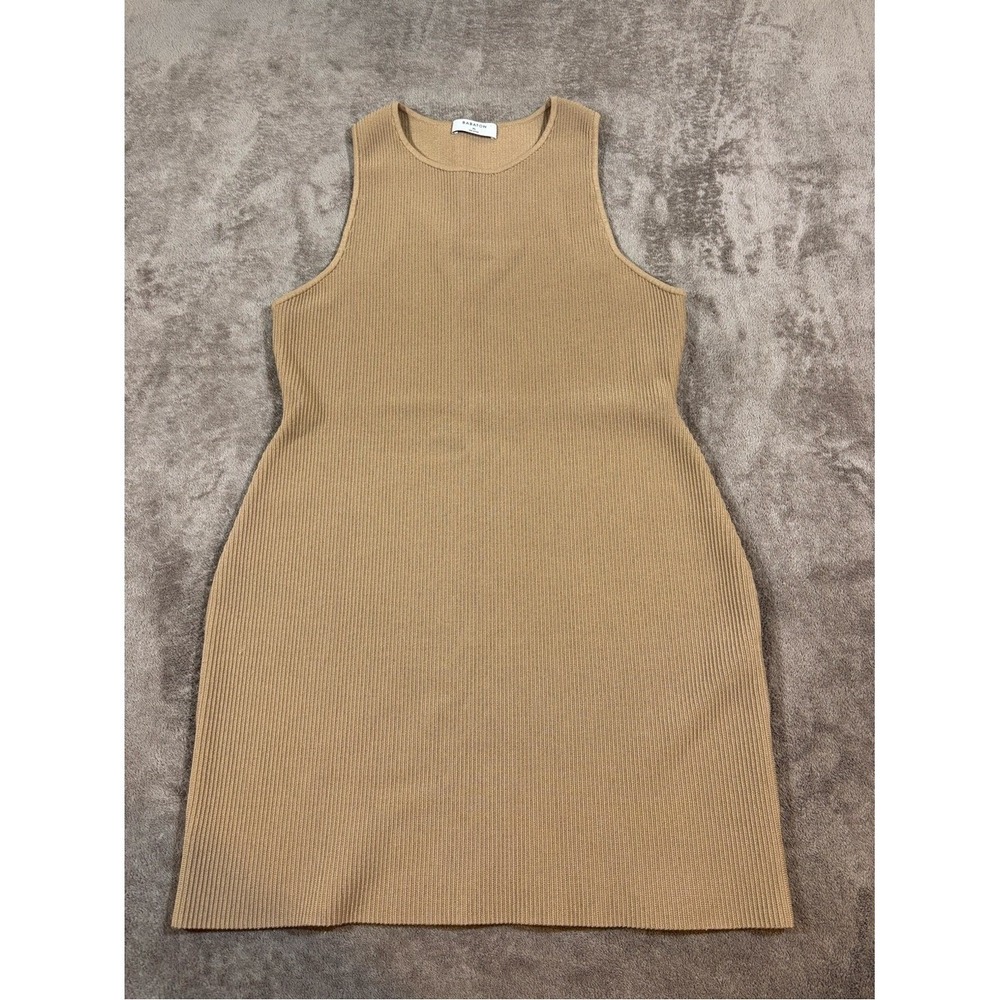 Aritzia Babaton Sculpt Knit Racerback Camel Ribbed Sleeveless Dress Womens XL